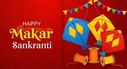happy makar sankranti festival banner design