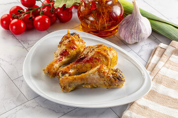 Roasted chicken drumstick with spices