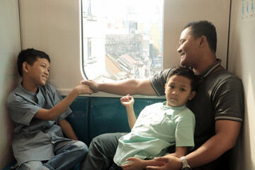 Dad and Kid Sharing a Joyful Moment