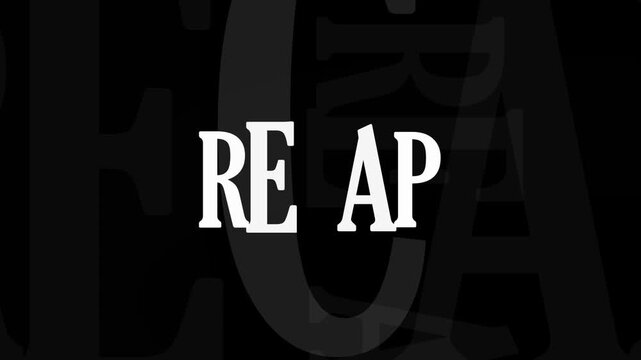 recap text on black background