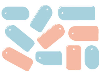 Pastel Price Tags Assorted Shapes and Colors with Hanging Holes.