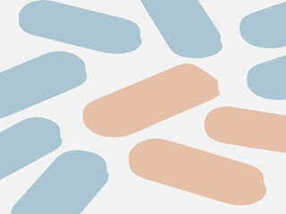 Abstract Pastel Shapes Pattern Blue and Peach Rounded Rectangles Design.