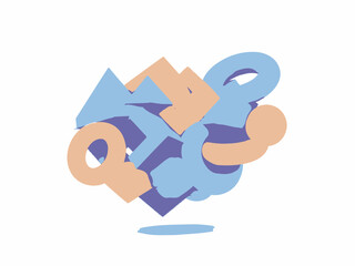 Abstract Geometric Composition with Blue and Beige Shapes Modern Art Style.