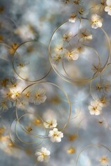 Fototapeta premium Ethereal Golden Floral Circles in Soft Dreamlike Atmosphere