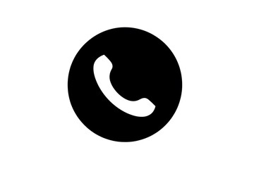 Minimalist Black Circle Icon Featuring White Telephone Handset Symbol for Mobile App UI Contact Button or Communication Interface Design
