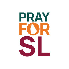 Pray for Sri Lanka text design featuring national colors in a bold, minimal layout