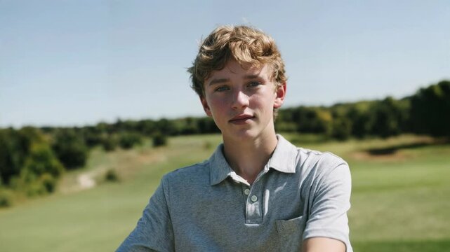 A young golfer prepares a powerful swing on a sunlit fairway conveying competition practice focus and outdoor recreation for youth sport campaigns golf academies and motivational family lifestyle cont