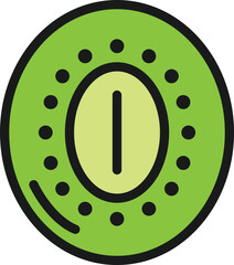Kiwi fruit cross-section icon Fresh, healthy food graphic for design and web use