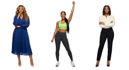 Diverse women embodying grace strength and professional poise against transparent expanse