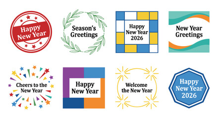 Obraz premium Vibrant happy new year greetings and season's wishes for festive celebrations