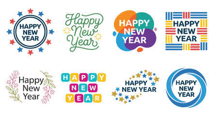 Obraz premium Festive Happy New Year greetings for banners, cards, invitations and social media posts