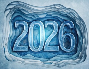 New year 2026 design with icy layers and blue tones