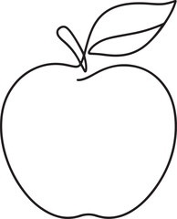 silhouette vector art apple simple line art illustration isolated on white background