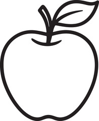 silhouette vector art apple simple line art illustration isolated on white background