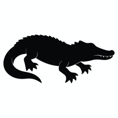 Black silhouette of an alligator with sharp teeth