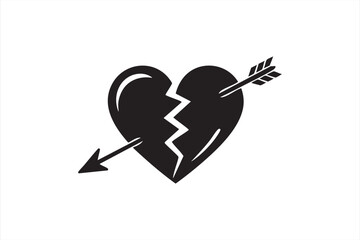 Bold broken heart illustration with arrow for expressive layouts and emotional messaging