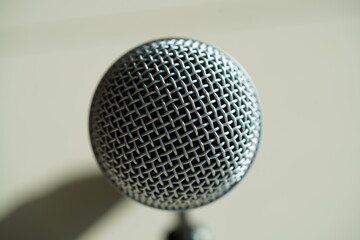 close up of Radio microphone head as a music background