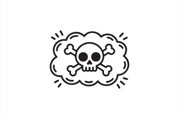 Toxic hazard cloud icon with skull symbol for safety labels and warning graphics