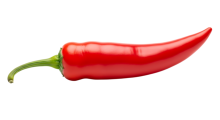Single red chili pepper isolated on transparent background