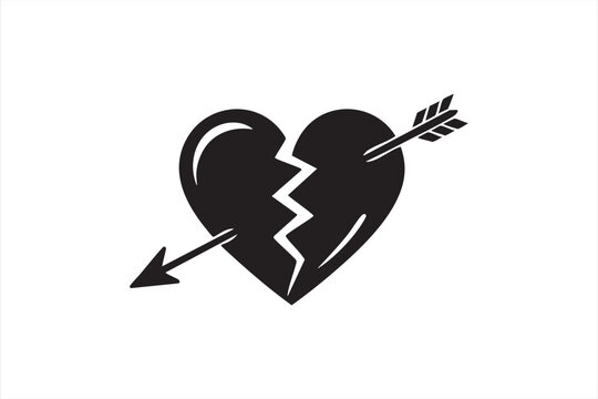 Bold broken heart illustration with arrow for expressive layouts and emotional messaging