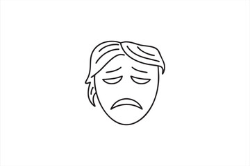 Minimalist sorrowful face illustration for expressive design and reaction graphics