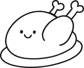 Cooked Chicken Outline Vector