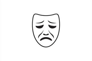 Emotional sad face outline for mental health themes and gentle visual storytelling