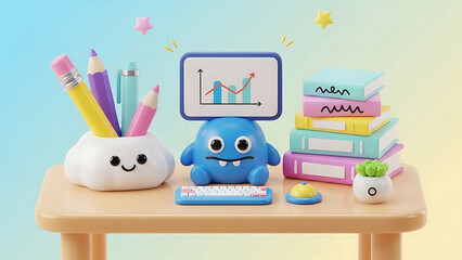 Happy Easter bunny with eggs illustration vector design in a child's pink bedroom interior