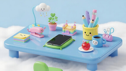 Pink birthday dessert cake with colorful candles on a table for a celebration party