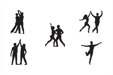 Obraz premium Collection of partner dance and ballet poses in silhouette
