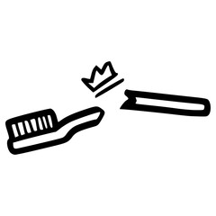 doodle broken toothbrush illustration hand drawn outline vector