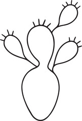 A black and white prickly pear illustration line art of a coloring page