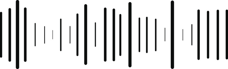 Sound Wave Audio Equalizer Vector | Black Minimal Waveform Line Art | Music Beat Bar Illustration for Poster, UI, Podcast, DJ Background & Audio Spectrum Design