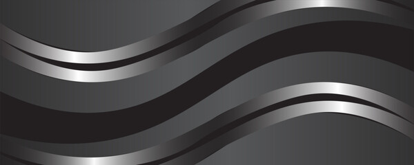 Vector silver white line background curve element with dark space for text and message design, overlapping layers, modern