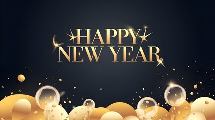 Happy New Year Golden Glow Design