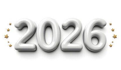 Modern Celebration 2026 Typography in Smooth Gradient with Star Accents