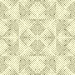 Seamless golden line pattern, geometric vector design, luxury abstract background.