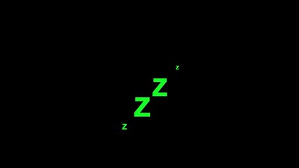Sleeping zzz animation on a black screen, sleep concept 4k video