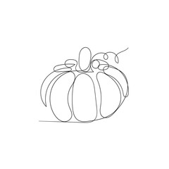 Pumpkin continuous line art. Pumpkin vegetable one line drawing. Halloween food vegetable concept vector illustration