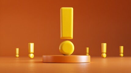 Bright yellow exclamation marks tower over a warm orange surface, creating a playful and engaging atmosphere that sparks curiosity and invites exploration