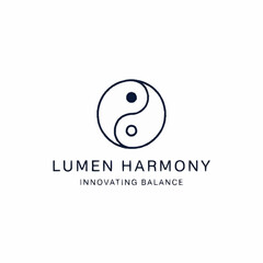 Minimalist Lumen Harmony Logo with Yin Yang Symbol.