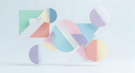 Fototapeta premium Pastel abstract art with geometric shapes creates a serene and modern backdrop, perfect for adding a touch of calm and creativity to your next project