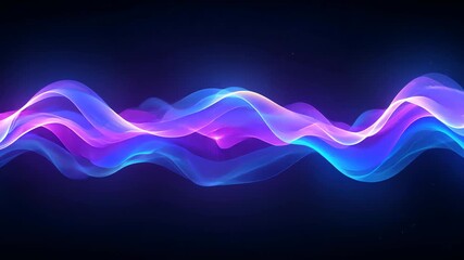 Shifting on start, neon ribbons pulsing across dark backdrop, sparkles creating looping waveform - Powered by Adobe