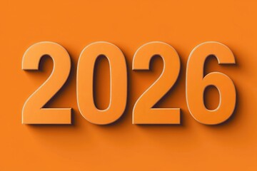 A bold, rounded orange 2026 number rendered in 3D with a matte finish, suitable for New Year's holiday designs and digital projects