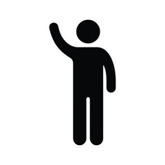 Simple black silhouette of a person waving their arm upwards