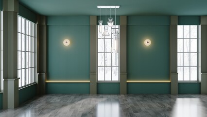 empty room with wooden door