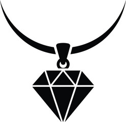 Black diamond pendant necklace icon on white background jewel