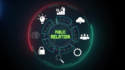Strategic public relation and digital communication management for building brand reputation and corporate trust animation