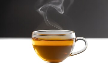 Enjoy a steaming cup of golden tea in a clear glass mug for ultimate relaxation and comfort, perfect for a cozy break or mindful moment of self-care