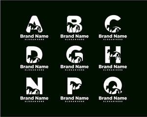 SET LETTER R HORSE DOG CAT  Logo Design Vector Template